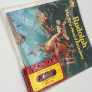 Vintage Rudolph The Red-Nosed Reindeer Golden Book & Cassette Tape 1976 USA NEW